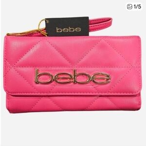 NWT bebe Quilted Hot Pink Wallet | Gold Logo | Chic & Trendy Statement Piece